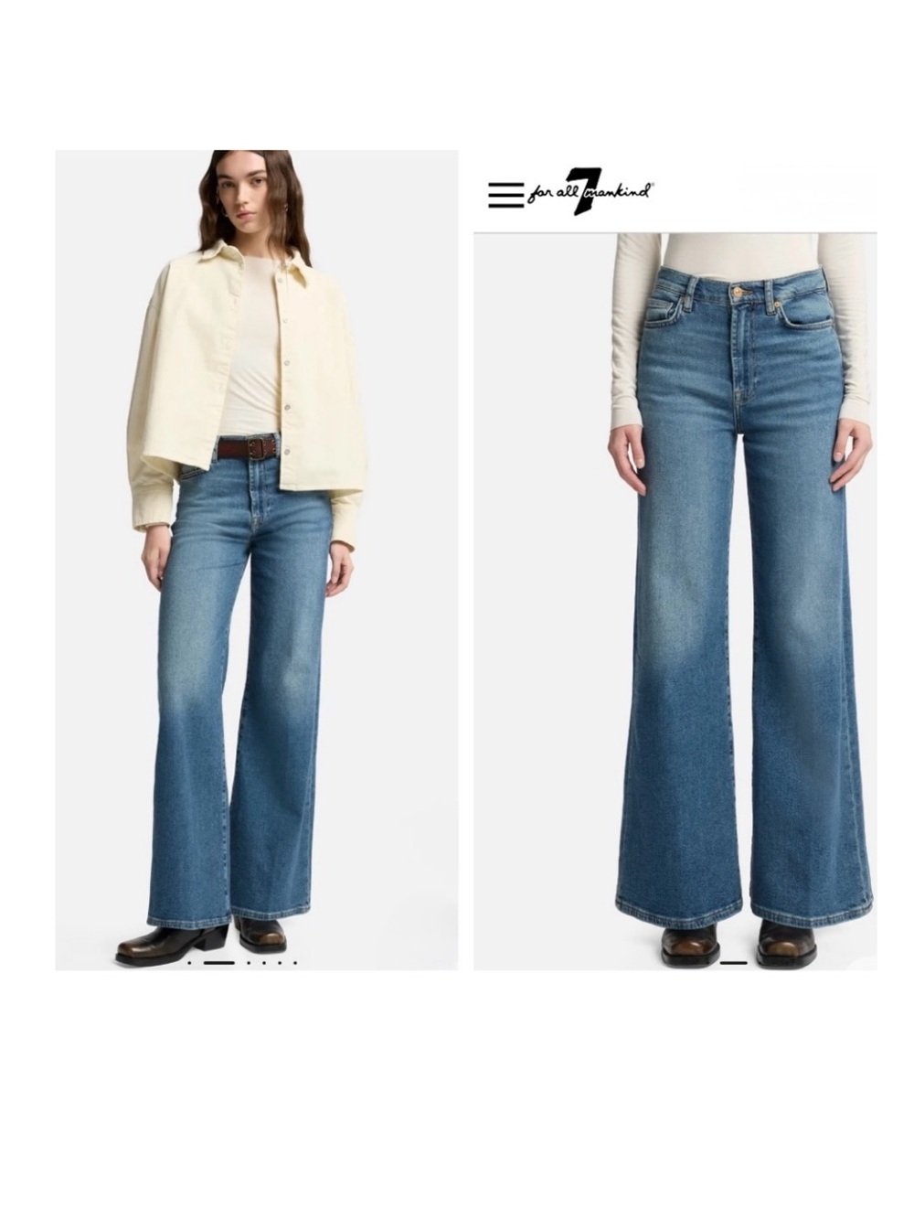 7 For All Mankind ULTRA HIGH RISE JO PETITE Luxe Vintage
$228 Wide Leg Jeans 28